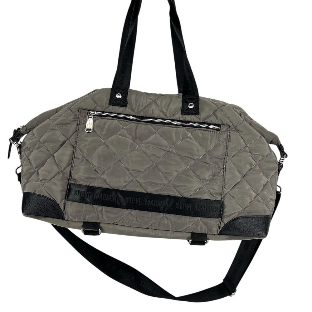 Steve Madden Quilted Silver Duffel Bag Woman's Adjustable Strap